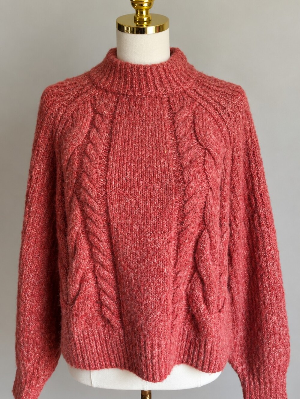 Universal Thread XL Pink Cable Knit Mock Neck Sweater Cozy Chunky